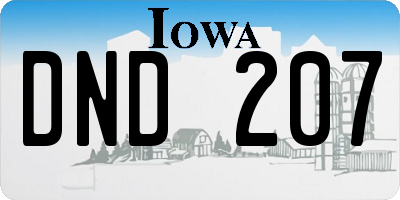 IA license plate DND207