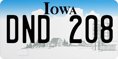 IA license plate DND208
