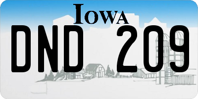 IA license plate DND209