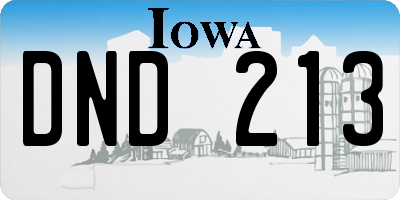 IA license plate DND213