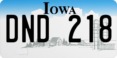 IA license plate DND218