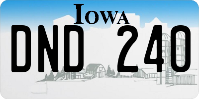 IA license plate DND240