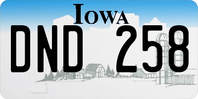 IA license plate DND258
