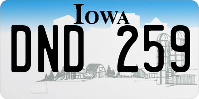 IA license plate DND259