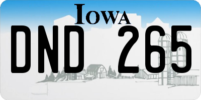 IA license plate DND265