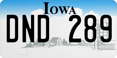 IA license plate DND289