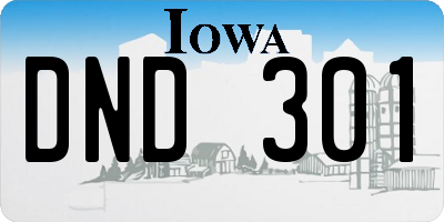 IA license plate DND301