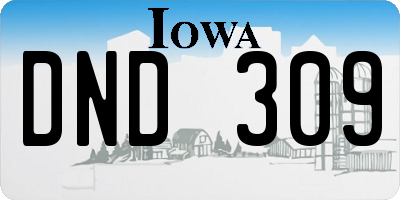 IA license plate DND309