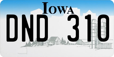 IA license plate DND310