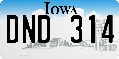IA license plate DND314