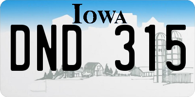 IA license plate DND315