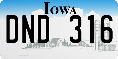 IA license plate DND316