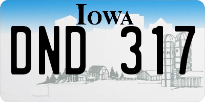 IA license plate DND317