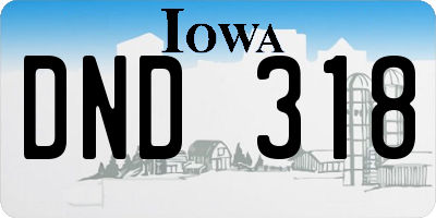 IA license plate DND318
