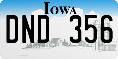 IA license plate DND356
