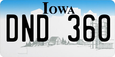 IA license plate DND360