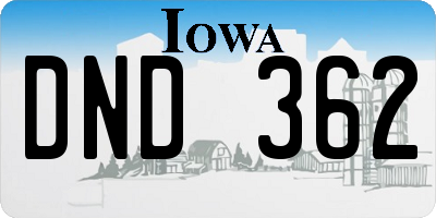 IA license plate DND362
