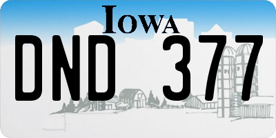 IA license plate DND377