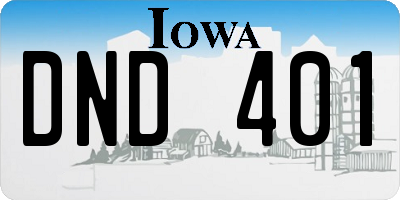 IA license plate DND401
