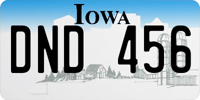 IA license plate DND456