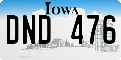 IA license plate DND476