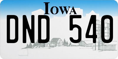IA license plate DND540