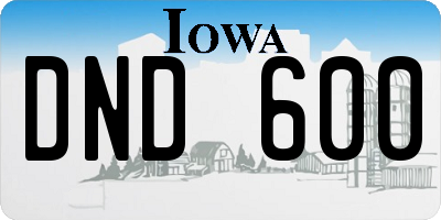 IA license plate DND600