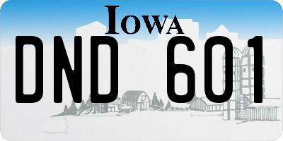 IA license plate DND601