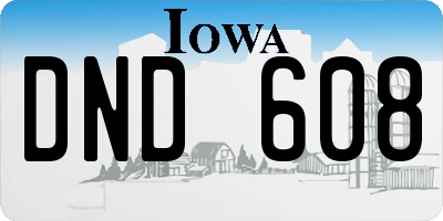 IA license plate DND608