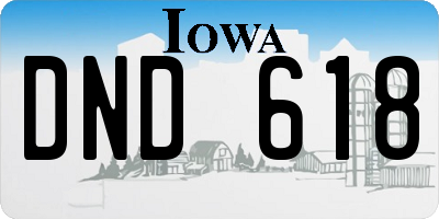 IA license plate DND618
