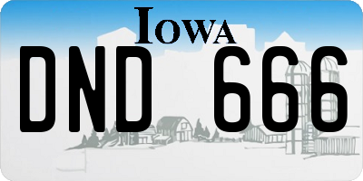 IA license plate DND666