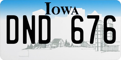 IA license plate DND676