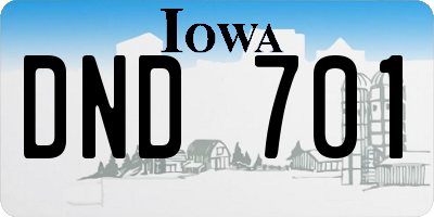 IA license plate DND701