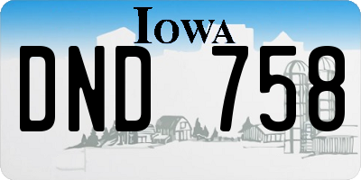 IA license plate DND758