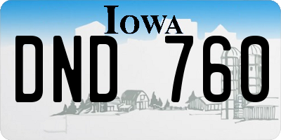 IA license plate DND760