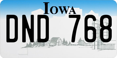 IA license plate DND768