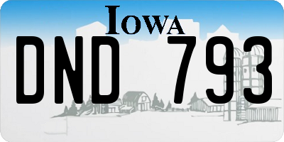 IA license plate DND793
