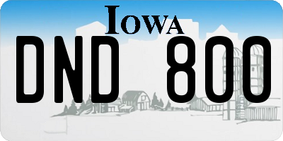 IA license plate DND800