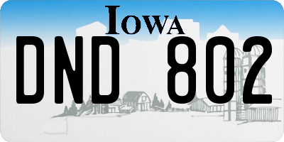 IA license plate DND802