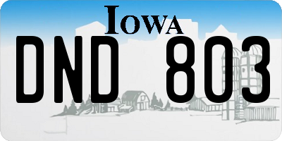 IA license plate DND803