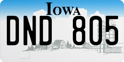 IA license plate DND805