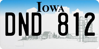 IA license plate DND812