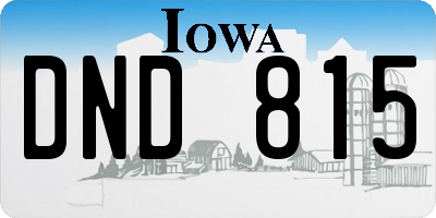 IA license plate DND815