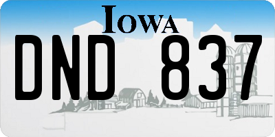 IA license plate DND837