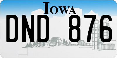 IA license plate DND876