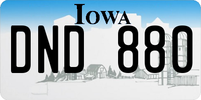 IA license plate DND880