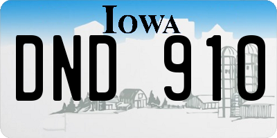 IA license plate DND910