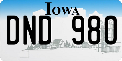 IA license plate DND980