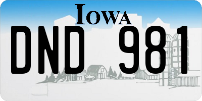 IA license plate DND981
