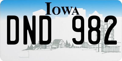 IA license plate DND982